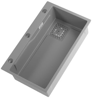 Lavello da Cucina in Acciaio Inossidabile di Grande capacità - Vasca Singola Profonda Multifunzionale con Rivestimento nanometrico per Una Facile Installazione e Uno Scarico rapido (B) (60x45 cm A)