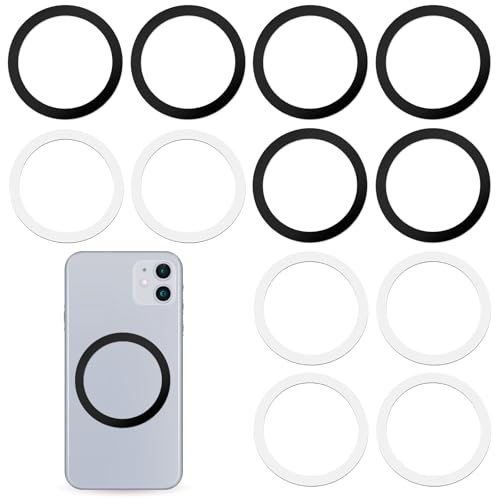 Giantree 12 Pcs Universal Metal Ring Magnet Sticker for Phone Cases & Wireless Charger, Ultra-Thin Magnetic Adapter Magnetic Ring for Car Holder & Wireless Charging (Without Magnet)