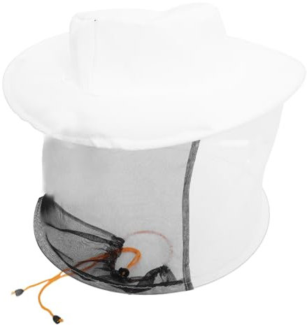 BESTonZON Weißer Imkerhut mit Netz und Edelstahlrahmen Wiederverwendbarer Kopfschutz für Gesicht und Nacken Atmungsaktiv für Imkerei und Outdoor Aktivitäten