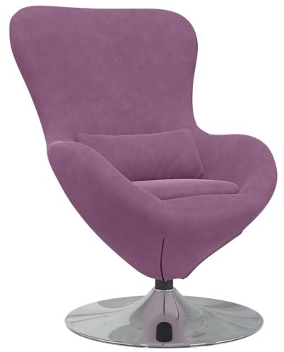 Brokky 42002735 Poltrona Uovo in Velluto Viola Poltroncina Camera da Letto Salotto Poltrona Soggiorno Imbottita Alta Moderna Ergonomica in Velluto
