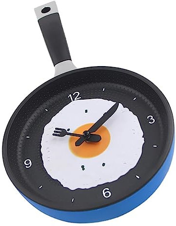 Milageto Wanduhr im Design Einer Bratpfanne, 22 X 19 cm, Digitale Uhr, Blau