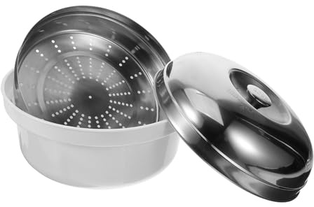 LABRIMP Cuiseur à Vapeur Micro Ondes Inox avec Poignées Robustes pour des Raviolis des Petits Pains et Riz Accessoire Pratique Cuisine