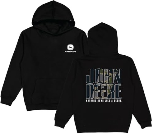 JOHN DEERE Sweat à capuche noir à manches longues avec inscription « Nothing Runs Like a Deere », Noir , M