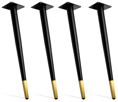MSHGSKU Verstellbare Tischbeine in Schwarz/Gold, Möbelfüße im Industriestil, 4er-Pack, konische Beine für Esstische, Schreibtische, Bänke, Stühle, Kommoden mit Schutzpolstern.
