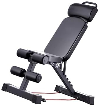 Verstellbare Schräg- und Negativbank for das Heim-Fitnessstudio, Hantelstuhl, Belastbarkeit 400 kg, 5-fach verstellbare Kopfstütze