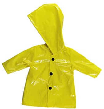 Uanqfegy Gelber Regenmantel für 18-Zoll-Puppen, wasserdichte Regenjacke Puppenkleidung für Mädchen und Sammler, Modeaccessoire