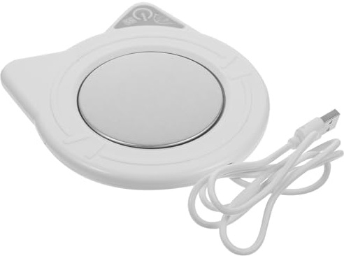 Uonlytech USB Heizuntersetzer Weiß Thermostatische Tassenmatte 55°C Konstanttemperatur für Büro Arbeitsplatz Kaffee Tee Warmhalteplatte