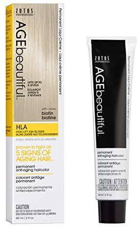 AGE beautiful Permanent Hair Dye HLA High Lift Ash Blonde - Ash Blonde Hair Color Cream with 100% Gray Coverage, Anti-Aging Biotin Formula for Thicker, Fuller Hair, Professional Salon Quality