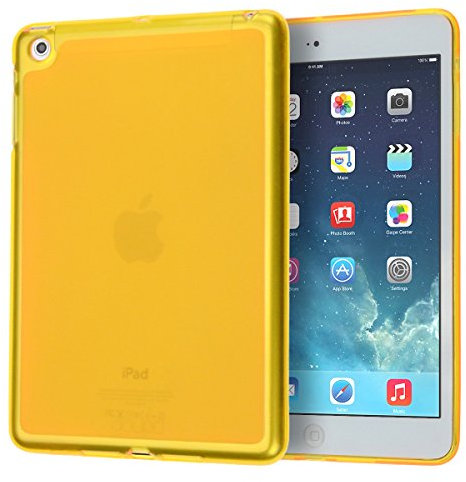 doupi PerfectFit Coque pour iPad Mini 1/2 / 3, avec intégrés dans Les Bouchons de poussière Housse de Protection Mat Transparent, Jaune