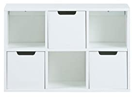 AC Design Furniture Mariela Wandregal mit 3 Schubladen und 3 Offenen Ablagen, B: 58 x T:18 x H: 39 cm, Weiß, Holz, 1 Stk.