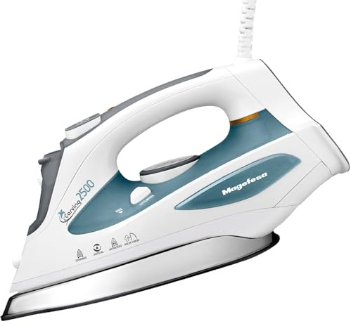 Magefesa Carving - Plancha de Vapor, 2500W, 300ml, Suela Cerámica, Planchado en Seco, Sistema Antical, Autolimpieza, Antigoteo, Vapor Vertical
