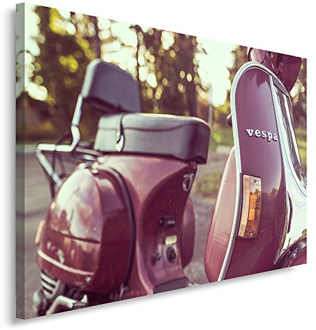 Feeby Frames, Leinwandbild, Bilder, Wand Bild, Wandbilder, Kunstdruck 30x40cm, MOTORROLLER, PIAGGIO VESPA, MOTORISIERUNG, ROSA