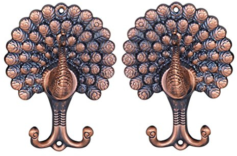 VOSAREA Paar Vintage Pfau Stil Vorhang Vorhang Holdbacks Raffhalter Haken (Antik Kupfer)