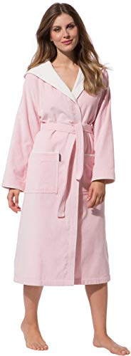 Morgenstern Peignoir femmes avec capuche Taille 42/44 (Moyenne/M/Medium) 100% coton Couleur Rose