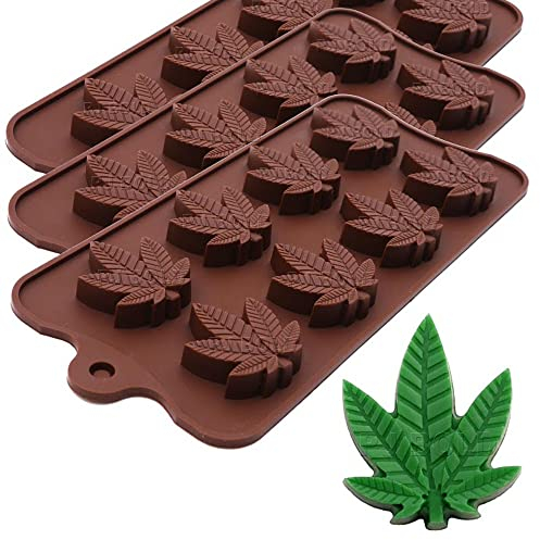 PJ BOLD Lot de 3 moules à bonbons en silicone en forme de feuille de chanvre Marijuana