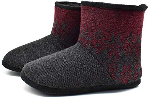KuaiLu Pantofole Stivaletto Uomo Invernali Chiuse Babbucce Memory Foam Alte Pantofole Stivali Inter Casa Comode Calde Pelose Ciabatte Stivaletti Peluche Lana Cotta Slippers Antiscivolo Nero rosso 48