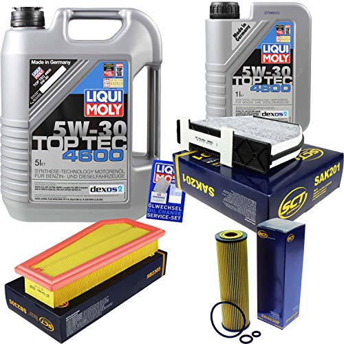 Filter Set Inspektionspaket 6 Liter Motoröl Top Tec 4600 5W-30 SCT Germany Innenraumfilter Luftfilter Ölfilter