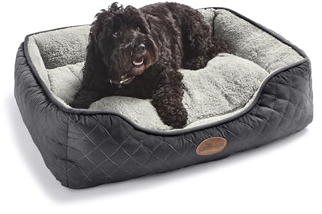 Silentnight Airmax Dog Bed - Small, Natural Dog Cat Pet Bed with Removable and Reversible Cushion, Mesh Sides to Prevent Overheating and Non-Slip Base - Easy Clean - Machine Washable - Small, Natural