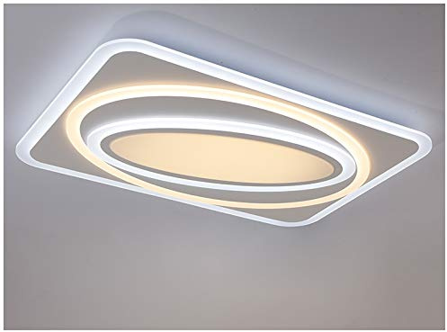Eurohandisplay LED Deckenleuchte XW093-80x56 cm mit Fernbedienung Lichtfarbe/Helligkeit einstellbar Acryl-Schirm weiß lackierter Metallrahmen, sehr flaches Design! (XW093-80x56 cm, H 9 cm, 106W)