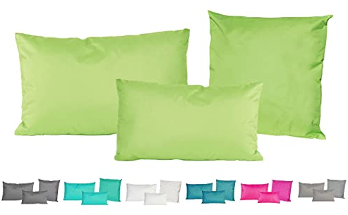 JACK Outdoor Lounge Kissen 3er Set Dekokissen + Füllung Wasserfest Sitzkissen Garten Stuhl Lotus Effekt 30x50 + 40x60 + 45x45cm, Farbe:Grün
