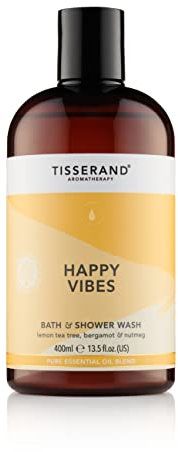 Tisserand Aromatherapy - Happy Vibes - Bath & Shower Wash - Lemon Tea Tree, Bergamot and Nutmeg Essential Oil - 100% Natural Pure Essential Oils - 400ml