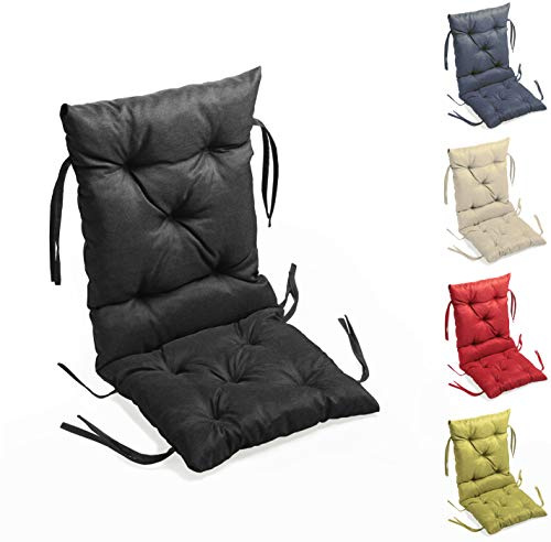 sunnypillow Stuhlkissen Outdoor, Indoor - 40 x 40 x 40 cm - Auflage für Stühle, Bänke in Haus und Garten - Sitzkissen und Rückenkissen - Stuhlauflage, Gartenkissen für Gartenmöbel - Kissen Schwarz