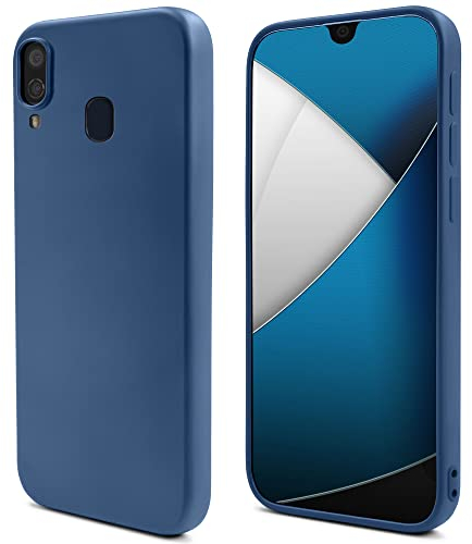 Moozy Lifestyle. Hülle für Samsung A40, Mitternachtsblau - Silikon Handyhülle Schutzhülle mit Mattem Finish und Weichem Mikrofaserfutter