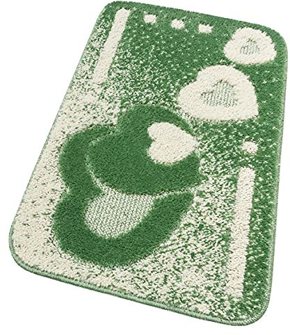 emmevi ITACA - Tapis de salle de bain doux antidérapant et absorbant moderne - 50 x 110 _vert