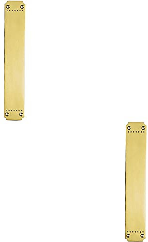 Loops 2 PACK | Ornate Door Figner Plate with Dot Pattern- 370 x 64mm- Polished Brass Push Plate | Traditional Protective Door Push Plate -Ornate Door Finger Plate - Plain/Push/Pull Engraved Options