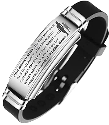 HAYOUWAY Einstellbar Silikon Edelstahl Armband Sport Armbänder Silikonarmband Abschlussfeier Geburtstagsgeschenk für Sohn von Mama