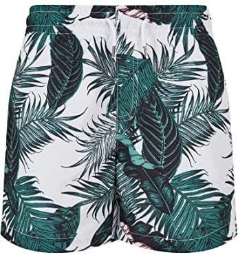 Urban Classics Boy's UCK2679-Boys Pattern Swim Shorts Badehose, Palm Leaves AOP, 134/140