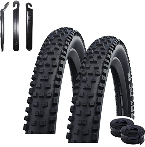 2 x Schwalbe Nobby NIC Addix Performance E-50 Fahrradreifen Fahrradmantel 57-622 (29 x 2,25) + 2 Schwalbe AV19 Schläuche inkl. 3 Reifenheber