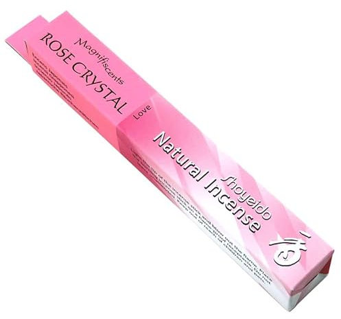 Shoyeido Magnifiscents Lot de 35 bâtonnets d'encens en pierres précieuses parfumées Incense Sticks en matières naturelles à faible fumée (rose Crystal)