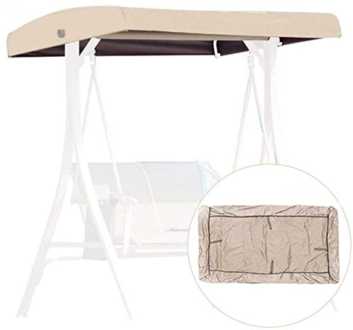 FYTY Replacement Canopy for Swing Seat 3 Seater Garden Hammock Cover, 210D Oxford Cloth Patio Swing Top Cover with 4 Reinforced Corner Pockets - UV Protection,Beige,191x120x18/23cm