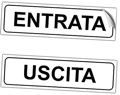 EVM ENTRATA + USCITA Eticchetta Segnaletica Targhetta in PVC Morbido Adesivo impermeabile Porte Locali Ufficcio 21x6cm 2pz