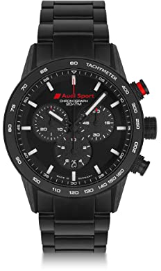 Audi collection 3102200500 Chronograph Armbanduhr Uhr Wechselarmband Herren, schwarz