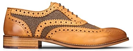 London Brogues Herren Schuhe Bräunen Tweed Olive Leder Gatsby Vintage Hochzeitsbüro-Klassiker - holzbraun 43 EU