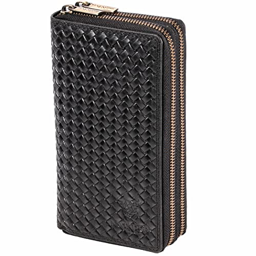 MATADOR Portemonnaie Damen Schwarz #Madrid mit Edle Geschenk Box, Eleganter Geldbeutel Leder mit RFID Geldbörse, Luxus Frauen Geschenk mit Viele Kartenfächer