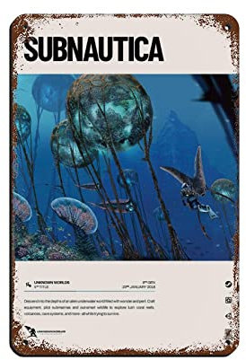 FABIVA Subnautica (2018) Videospiel-Poster, Blechschild, Vintage-Metall, Pub, Club, Café, Bar, Zuhause, Wandkunst, Dekoration, Poster, Retro, 20 x 30 cm