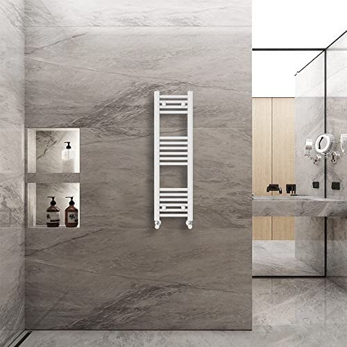 Warmehaus Straight Heated Towel Rail Radiator Ladder White 1000x300mm Central Heating Radiators for Bathroom Kitchen