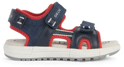 Geox J ALBEN Boy A Sandal, Navy/RED, 29 EU