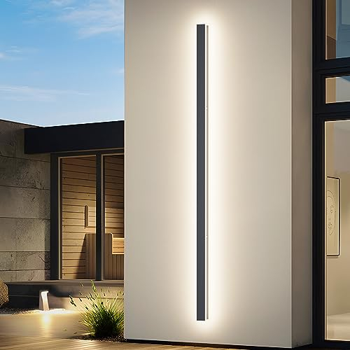 K-Bright 45W Lange Wandleuchte Villa Wandleuchte Anthrazit Außenwandleuchten Wasserdicht IP65 Außen LED Wandlampe für Gärten, Terrassen,Schlafzimmer Wohnzimmer Innen wandleuchte, 150CM,4000K