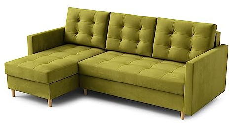 Ecksofa “DIVO” mit Schlaffunktion und Bettkasten - Sofa Bettsofa Couch L form 3 Sitzer Schlafsofa Schlafcouch - Eckcouch Möbel für Wohnzimmer 224 x 144 x 95 cm. Sofabett - Liegefläche: 202 x 140 cm
