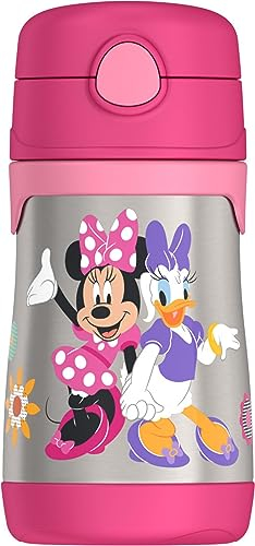 THERMOS Bouteille isotherme en acier inoxydable avec paille de 295 ml, Minnie Mouse