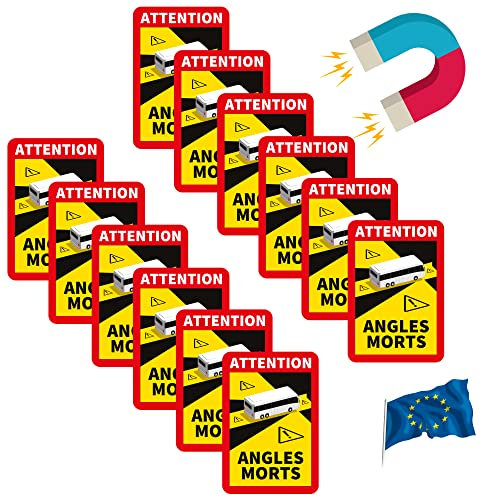 Toter Winkel Aufkleber Frankreich - Angles Morts Magnet Wohnmobil und Bus - magnetschild auto 17 x 25 cm - Wohnmobil Aufkleber Warntafel - LKW Wohnmobil und Bus Magnetschilder Auto (Bus, 12 Stück)