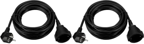 REV Verlängerungskabel 5m, Verlängerung 3680W, Stromkabel H05VV-F, schwarz (Packung mit 2)