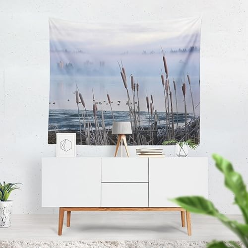 CEVAN Wandteppich 3D Wandtuch Art Schilf Wandteppich One Piece Tapisserie Kamin Weiss Wanddekoration Bedruckter Stoff 260X240 cm