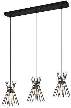 meineWunschleuchte Ausgefallene Pendelleuchte mit Trichterförmigem Lampenschirmen in Schwarz Gold Breite 82cm
