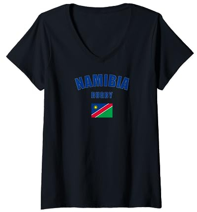 Namibia Rugby-Fans T-Shirt mit V-Ausschnitt