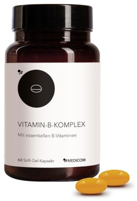 MMedicom - Vitamin-B-Komplex, alle B-Vitamine kombiniert, 60 Kapseln | Folsäure, Biotin, B12, Nerven, Energie, Herz-Kreislauf, Vegan, Komplettformel, Tagesdosis, Psyche, Stoffwechsel, Blut